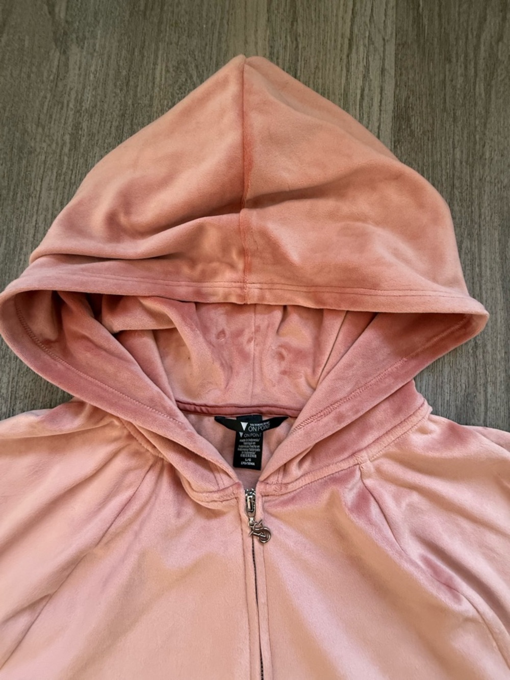 Victoria Secret Women’s Velour Zip Hoodie in Dusty Pink